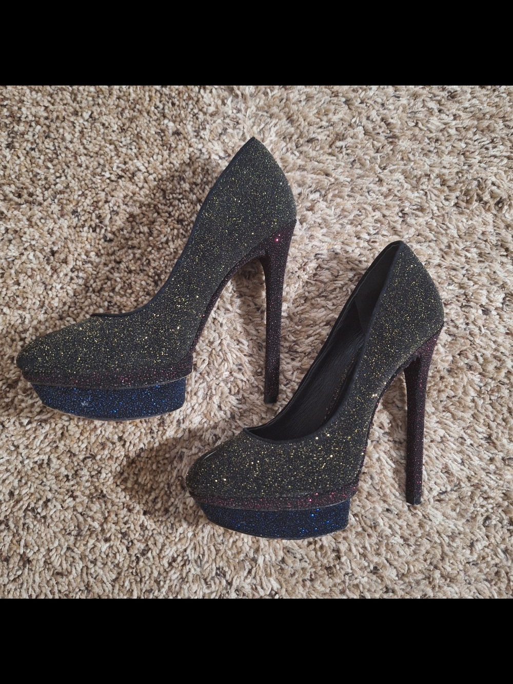 Brian Atwood Fontanne Glitter Sparkle Glam Platform Heels Pumps Size US 6/EU 36